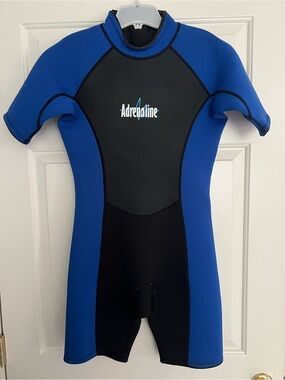 Young Adult Short Sleeve Neoprene Wetsuit - Blue/Black